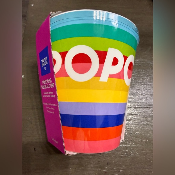 Tabitha Brown Popcorn Bowl & Cups Set - Pink and White - Picture 3 of 6